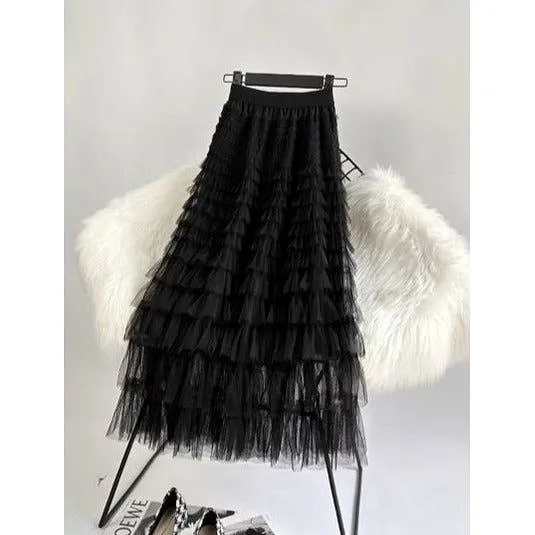 Feather High Waisted Tulle Skirt