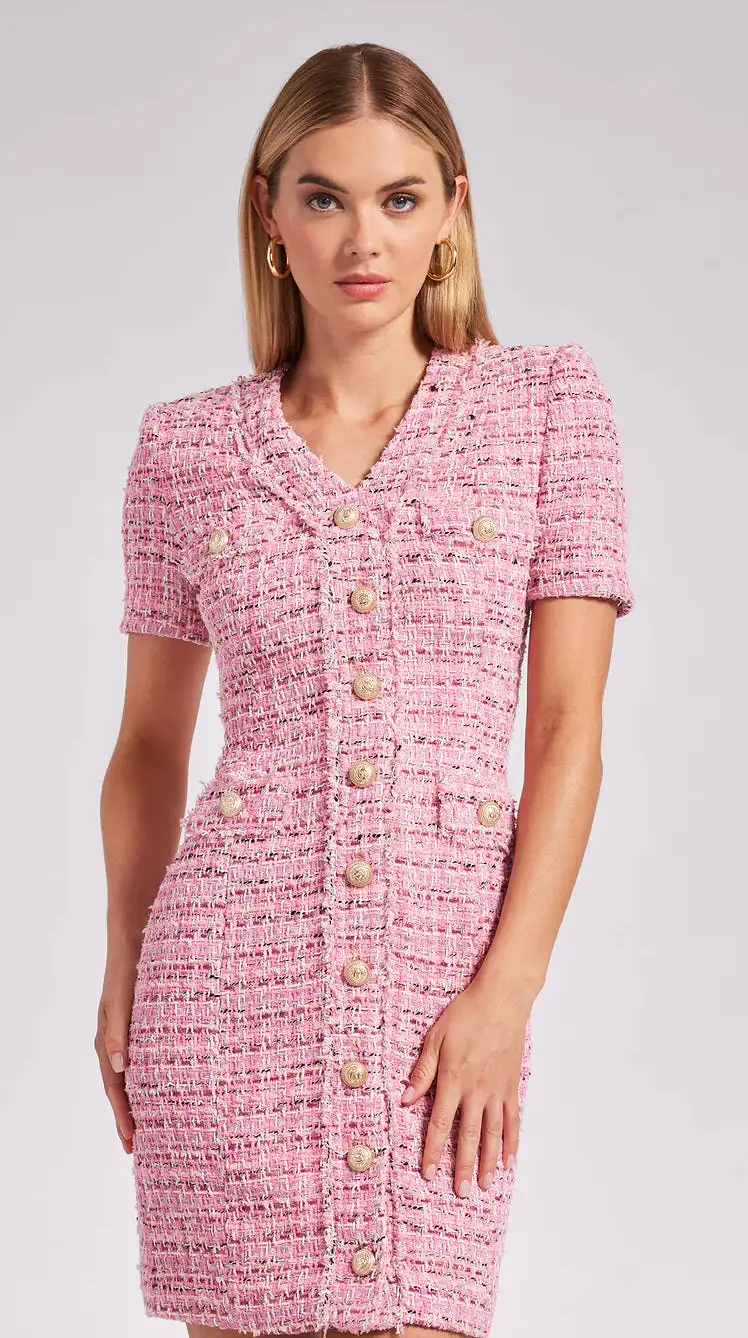 Generation Love - Anne Tweed Dress - Pink Melange