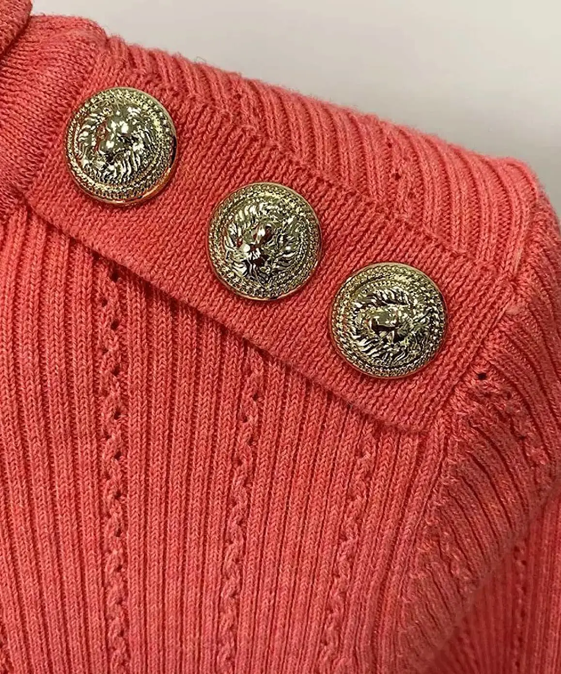 Gold Button Knitted Turtleneck Sweater