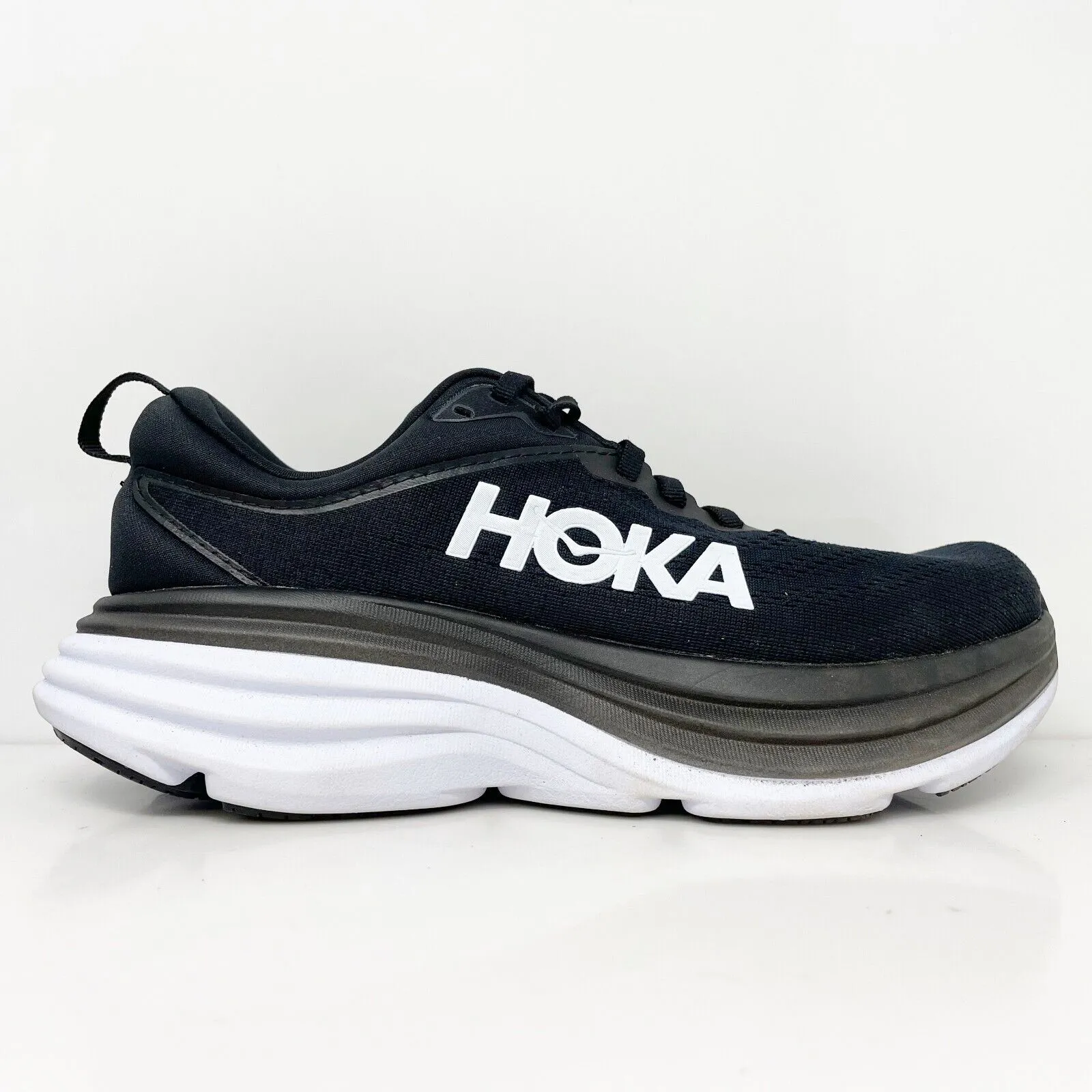 Hoka One One Womens Bondi 8 1127952 BWHT Black Running Shoes Sneakers Size 7.5 B