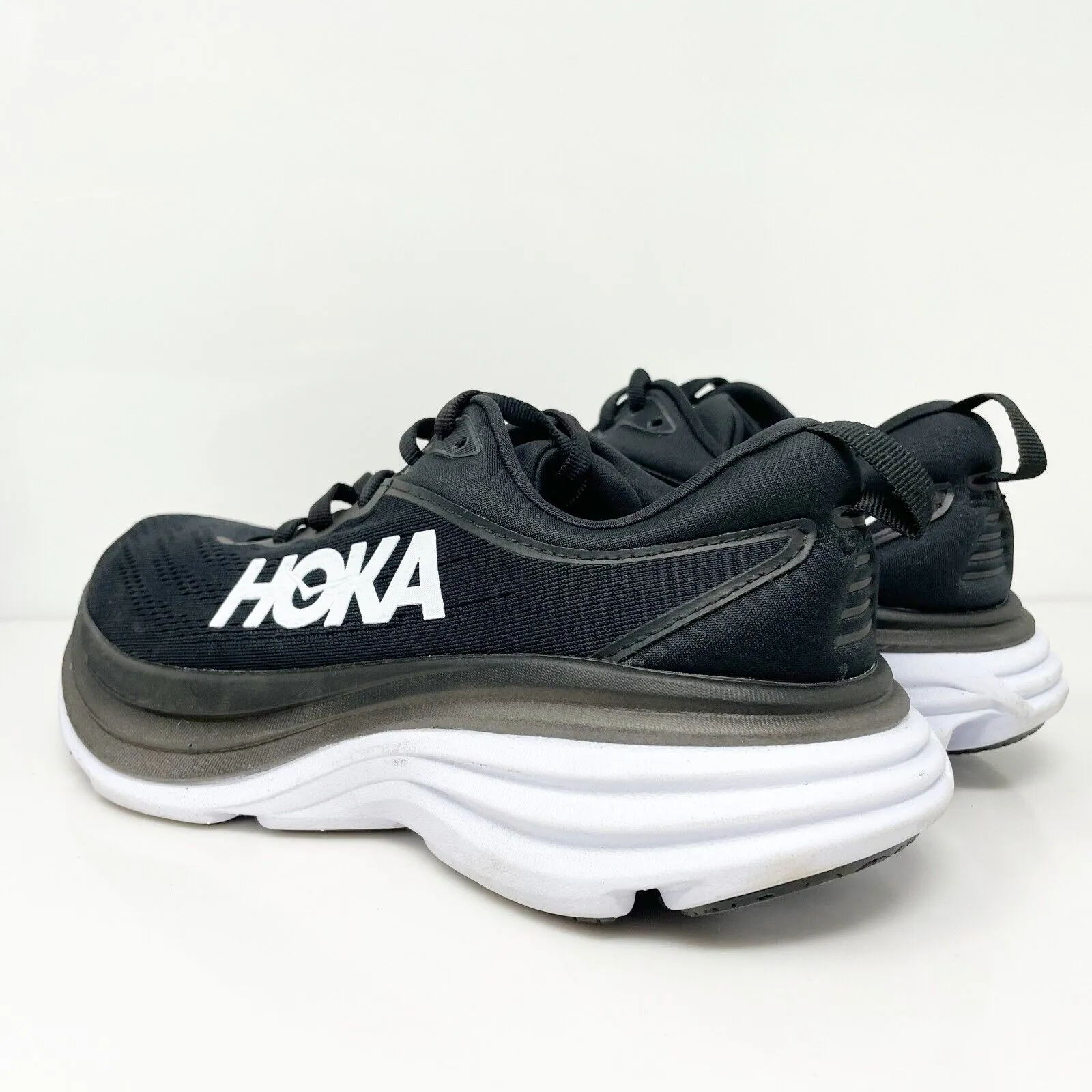 Hoka One One Womens Bondi 8 1127952 BWHT Black Running Shoes Sneakers Size 7.5 B