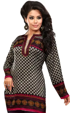 India Tunic Top Short Kurti Women's Printed Indian Clothing (Magenta)