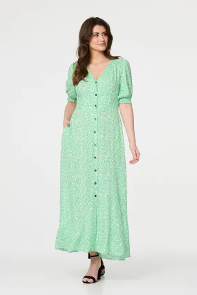 Izabel London - Ditsy Floral 1/2 Puff Sleeve Maxi Dress