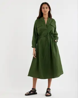 Jade Linen Tunic Dress - Verdant