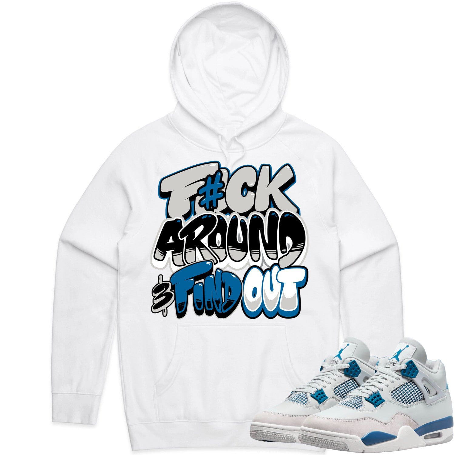 Jordan 4 Military Blue 4s Hoodie to Match - MILITARY BLUE F#CK