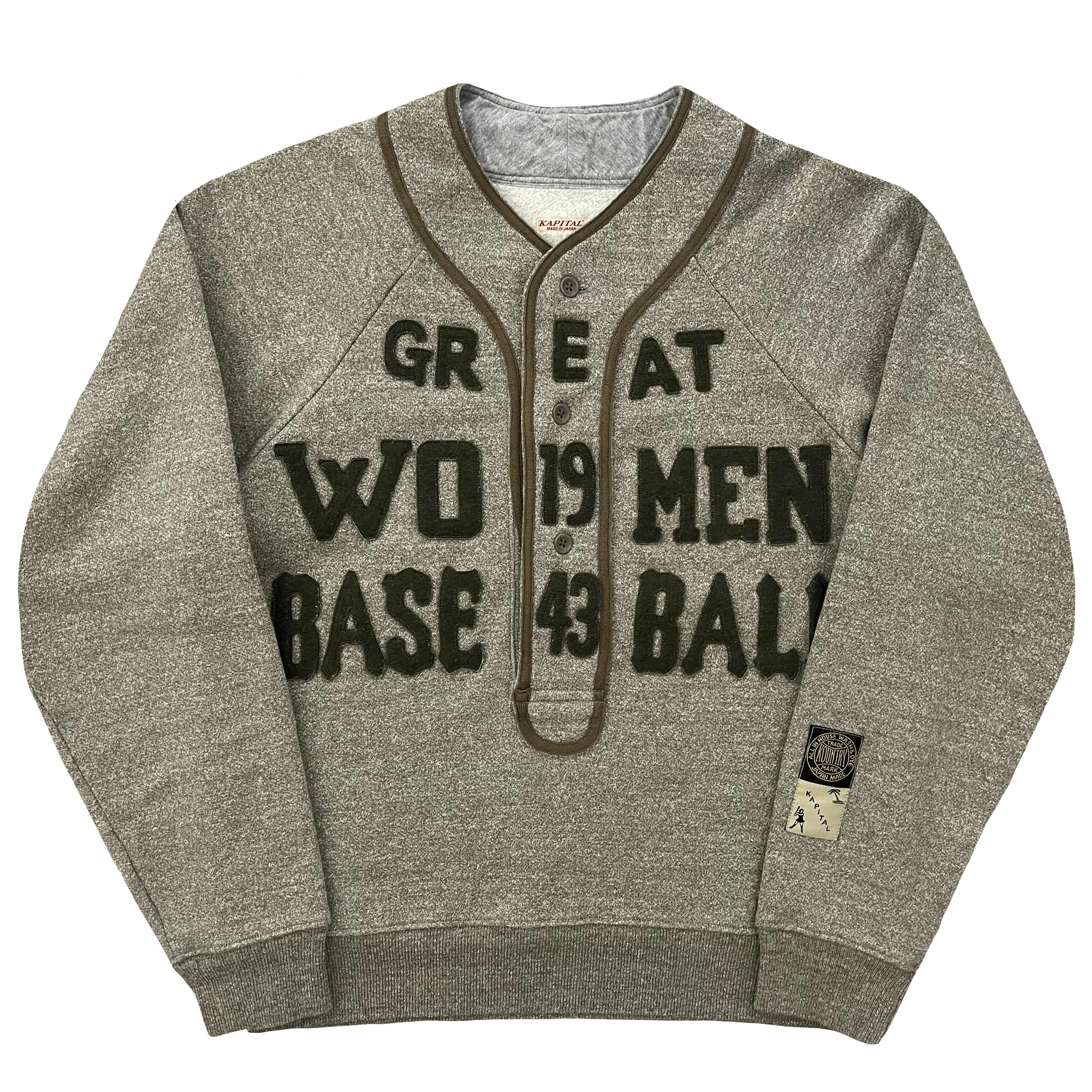 Kapital Great Women Baseball Henley Sweater - L