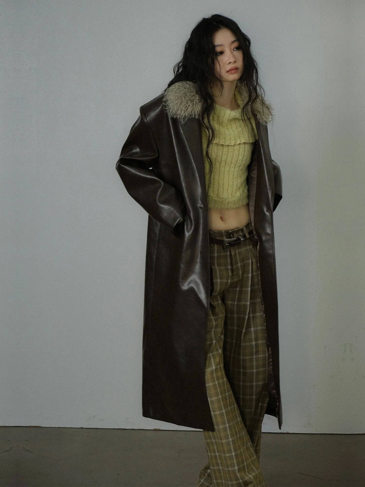 Leather Fer Cool High-End Oversize Long-Coat