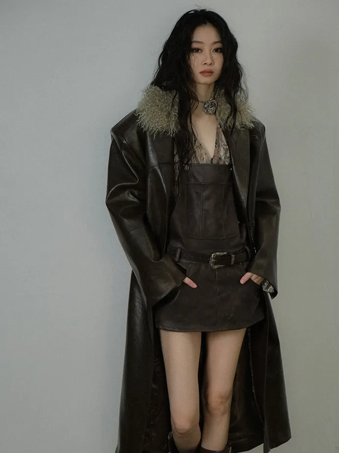 Leather Fer Cool High-End Oversize Long-Coat