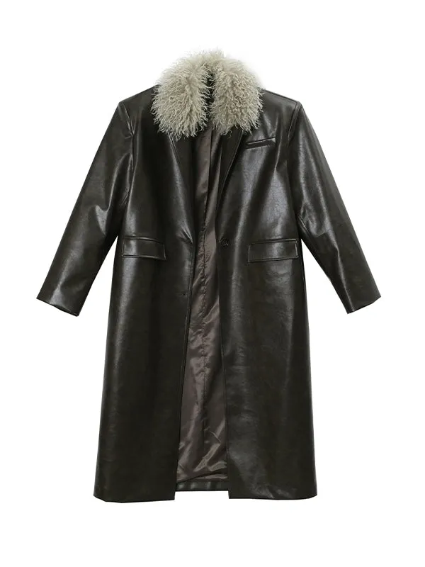 Leather Fer Cool High-End Oversize Long-Coat