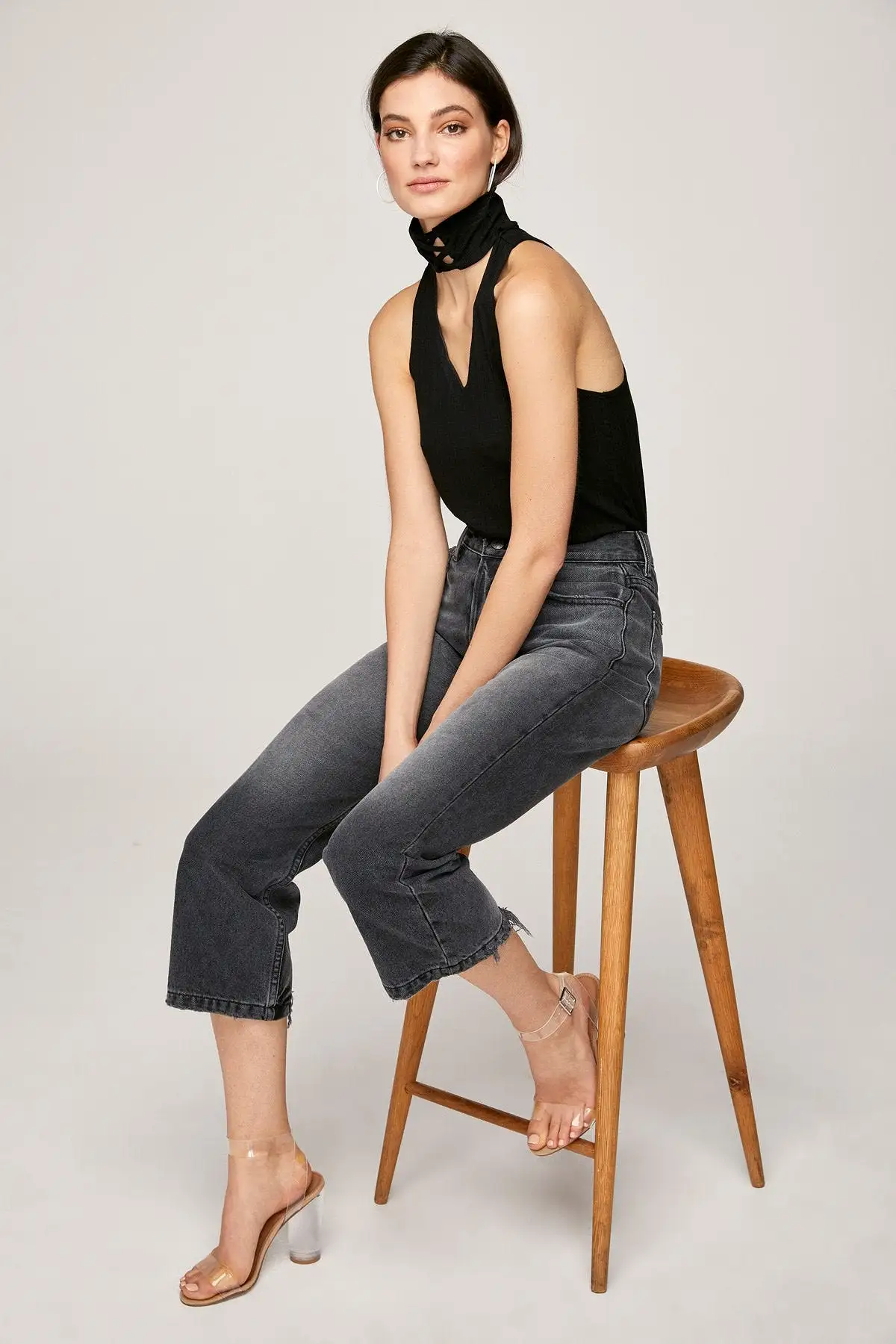 LNA Lace Up Turtleneck Tank Top