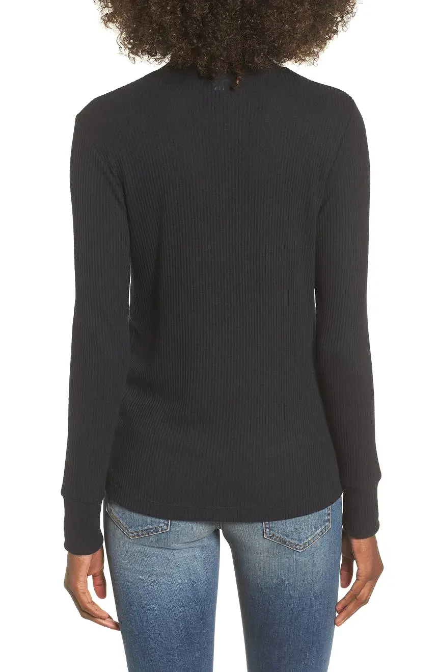 LNA Laced Up Turtleneck Long Sleeve Tee