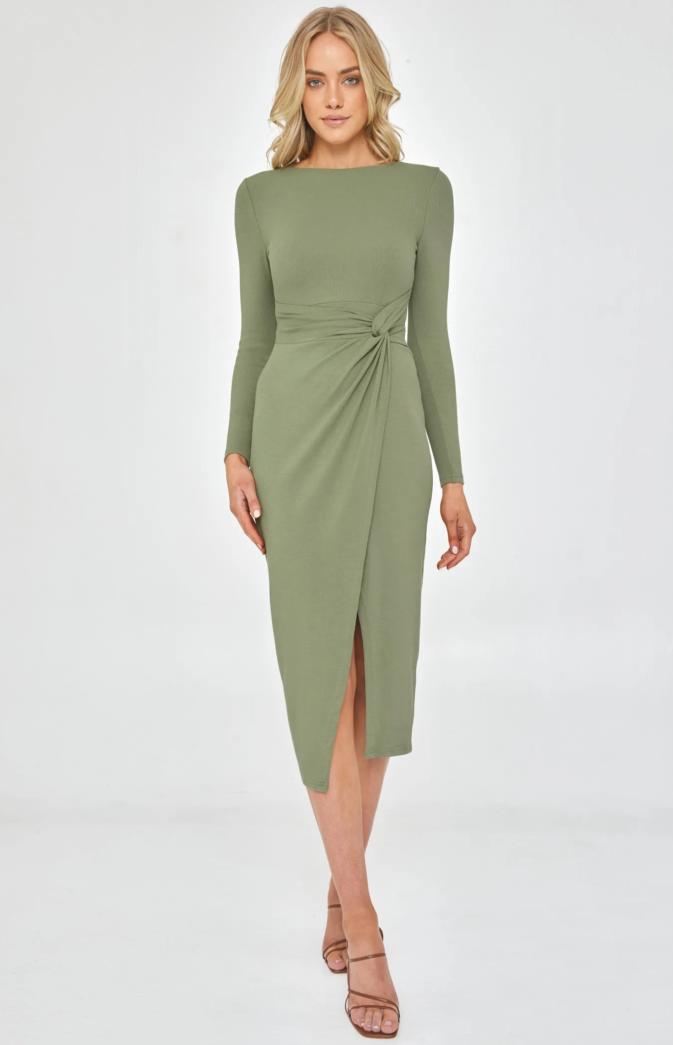 Long Sleeve Dress with Side Knot Detail (SDR1173B)