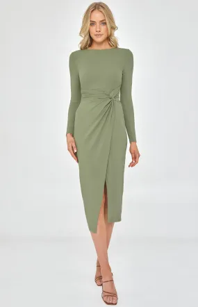 Long Sleeve Dress with Side Knot Detail (SDR1173B)