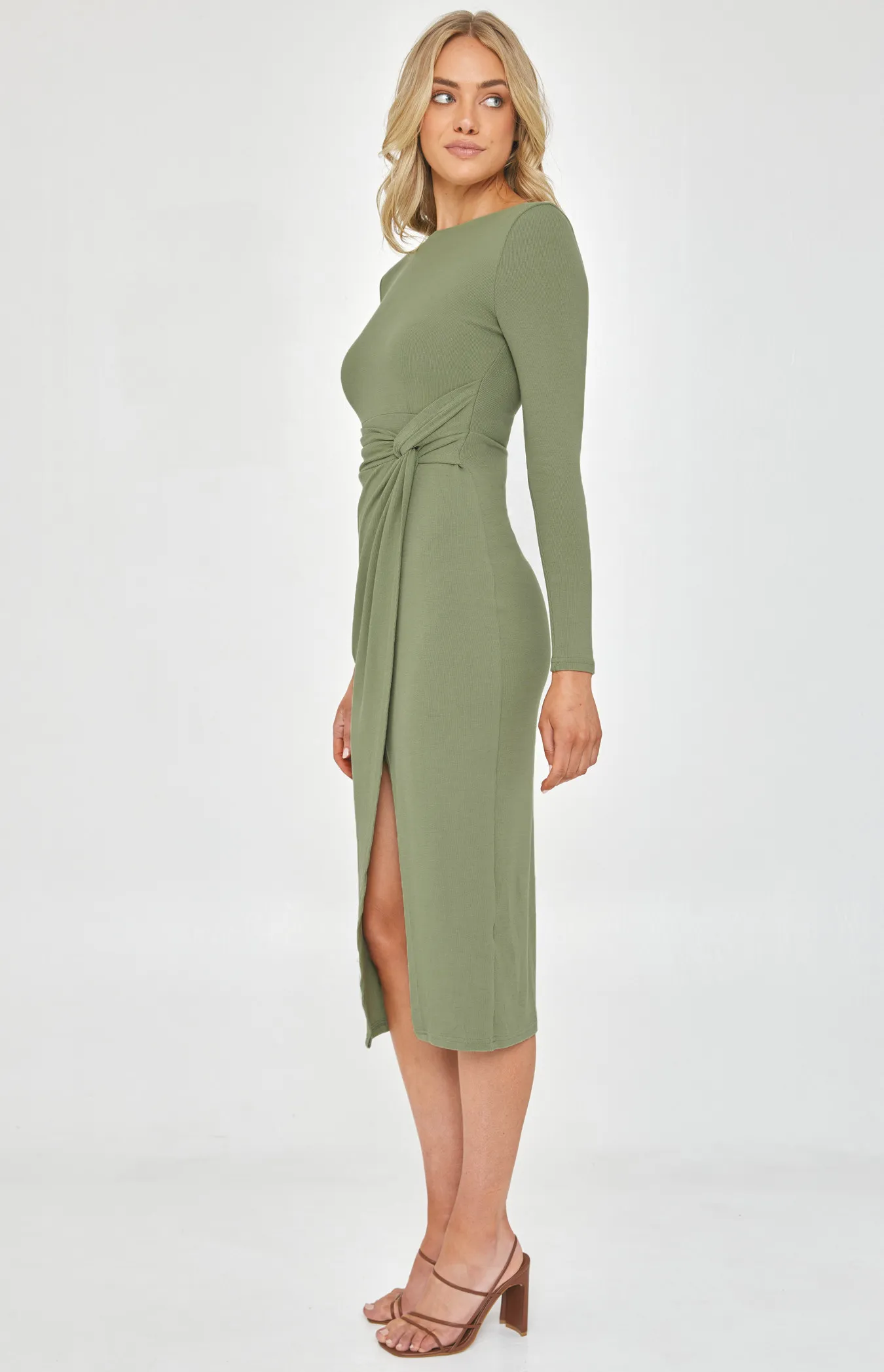 Long Sleeve Dress with Side Knot Detail (SDR1173B)