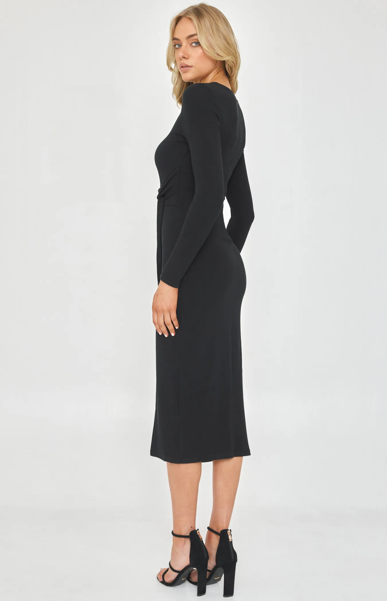 Long Sleeve Dress with Side Knot Detail (SDR1173B)