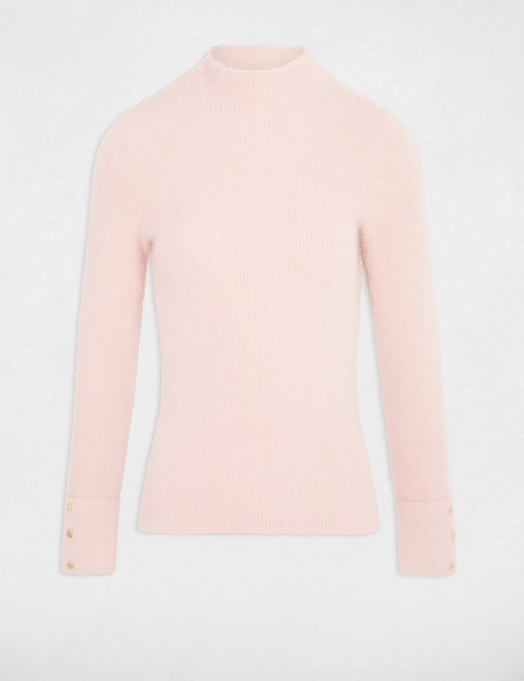 Long-sleeve fuzzy knit sweater light pink women