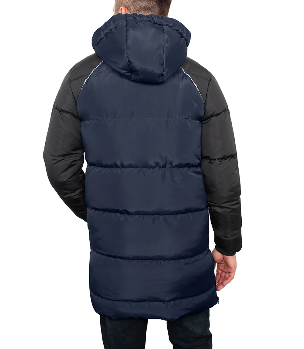 Lonnie Men's Blue & Black Hooded Puffer Coat - Parka Style