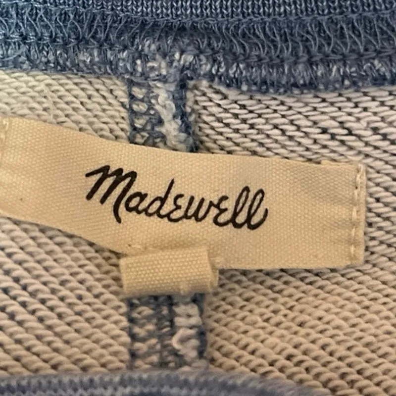 Madewell Womens Blue Indigo-Dyed Patchwork Pullover Sweatshirt Sweater Top XXS