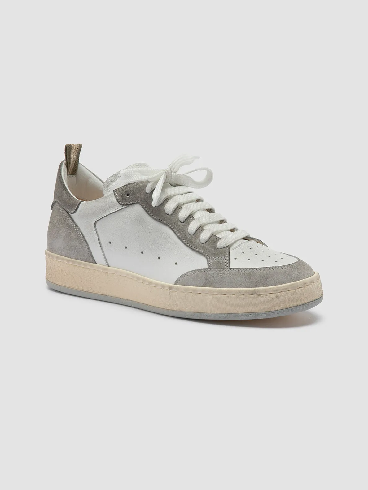 MAGIC 101 - White Leather and Suede Low Top Sneakers