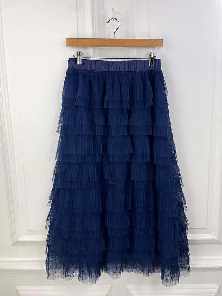 Malissa J Ruffle Tulle Skirt - Navy