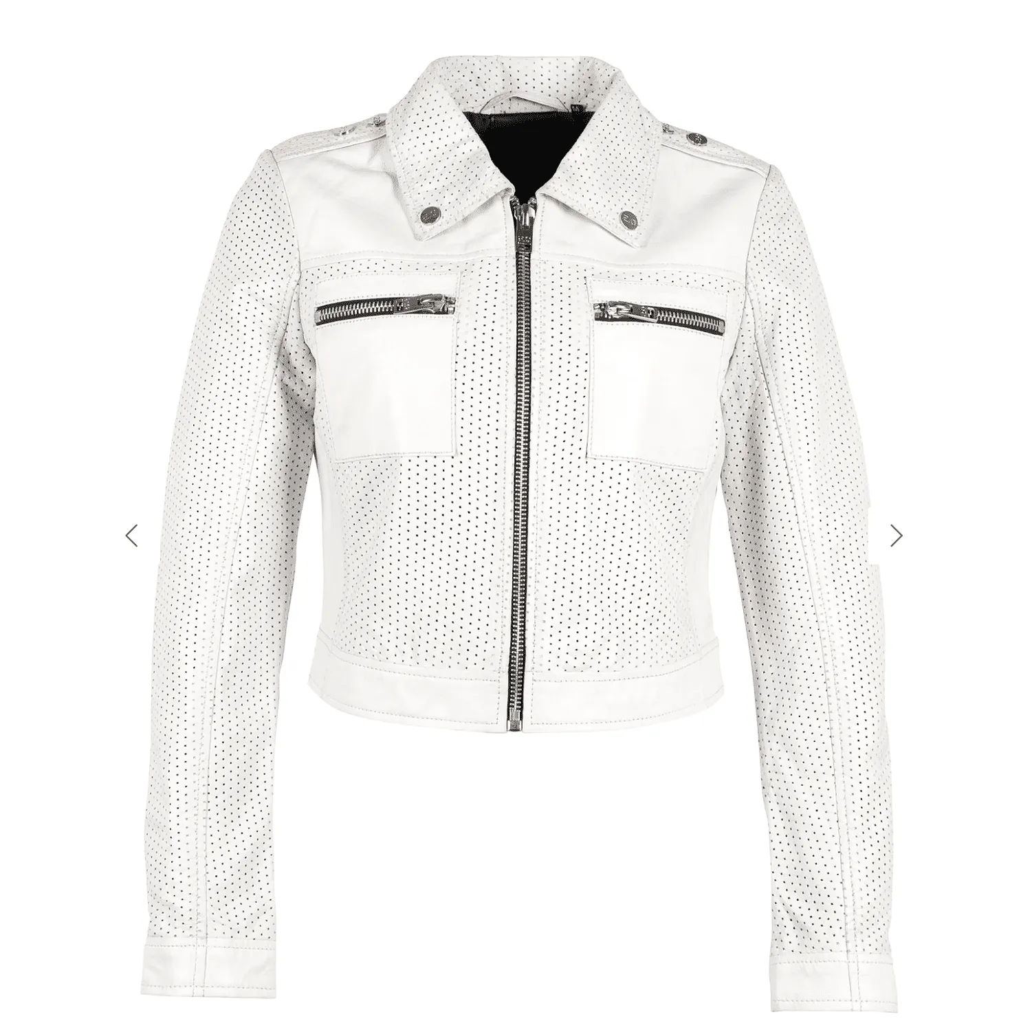 Mauritius Shala RF Leather Perforated Leather Jacket in White