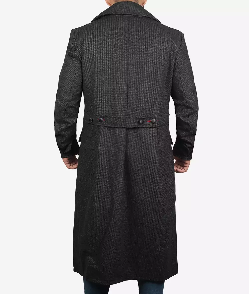 Men's Double Breasted Gray Detective Wool Coat