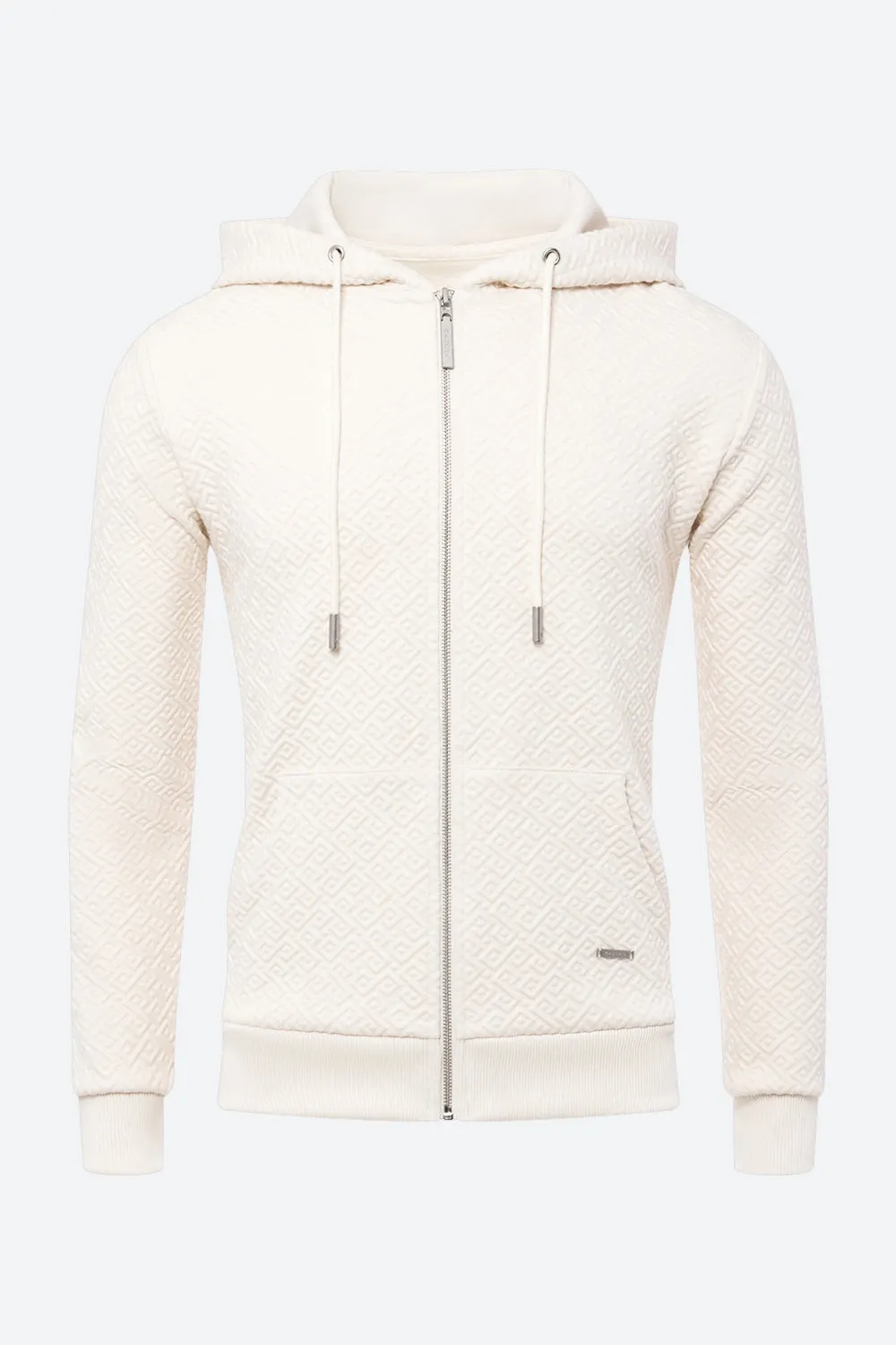 Men's Alsina Gaucho Pattern Zip Hoodie in Cream