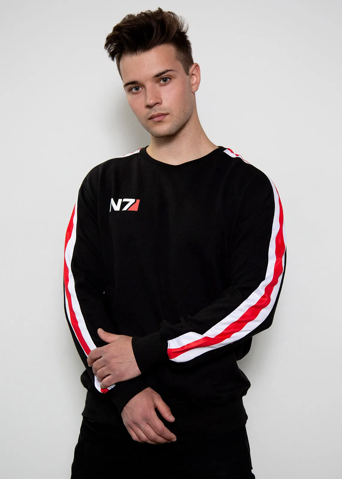 Mens Black N7 Mass Effect French-Terry Cotton Sweater