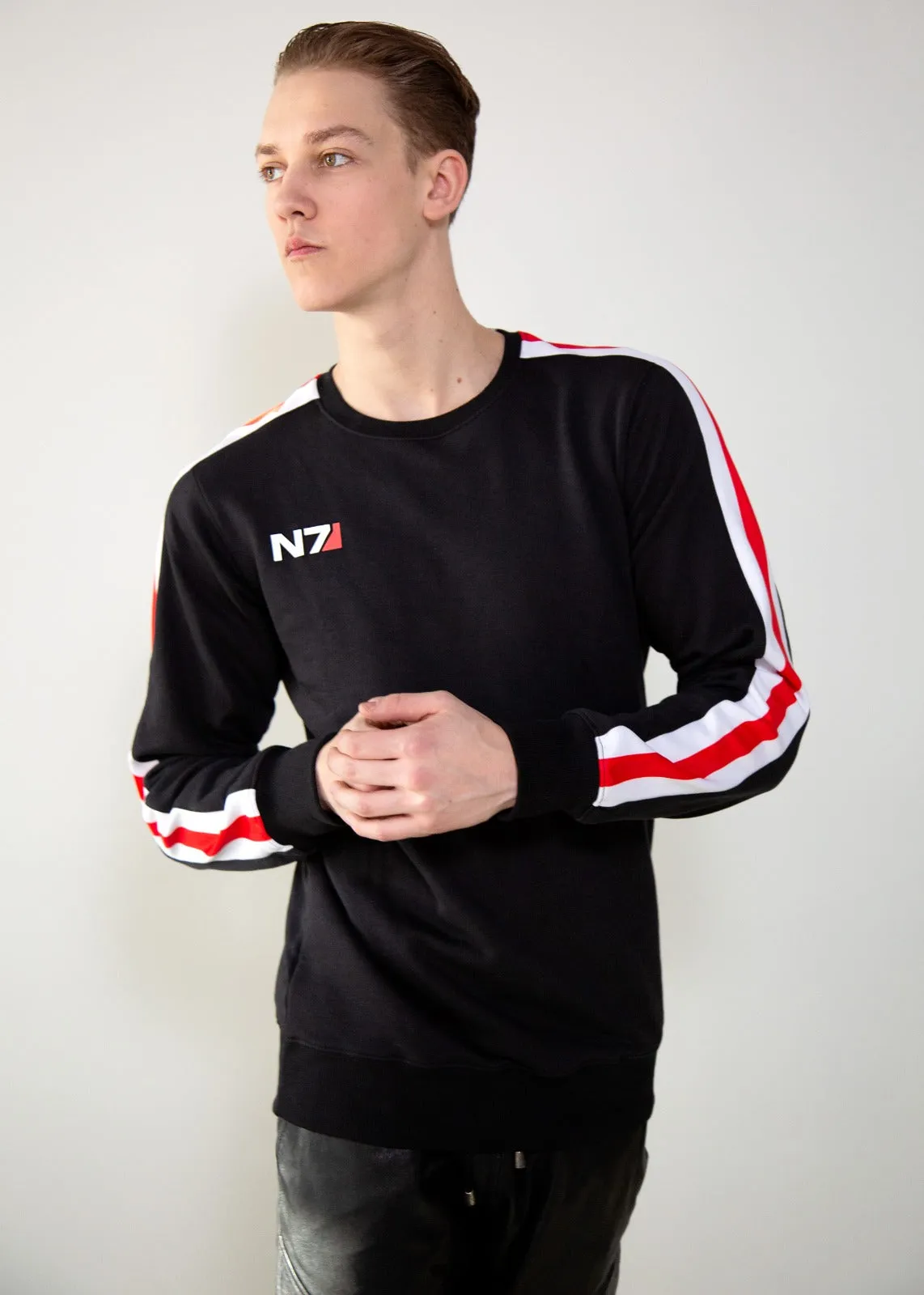 Mens Black N7 Mass Effect French-Terry Cotton Sweater