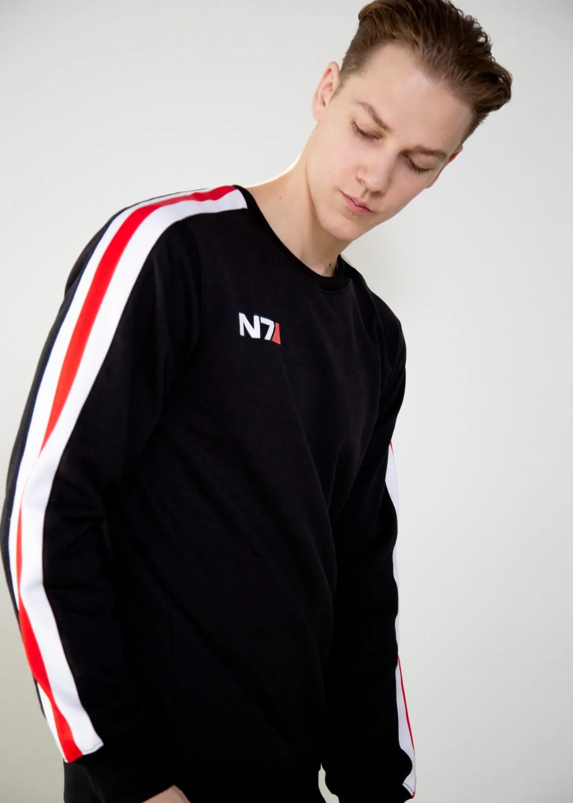 Mens Black N7 Mass Effect French-Terry Cotton Sweater