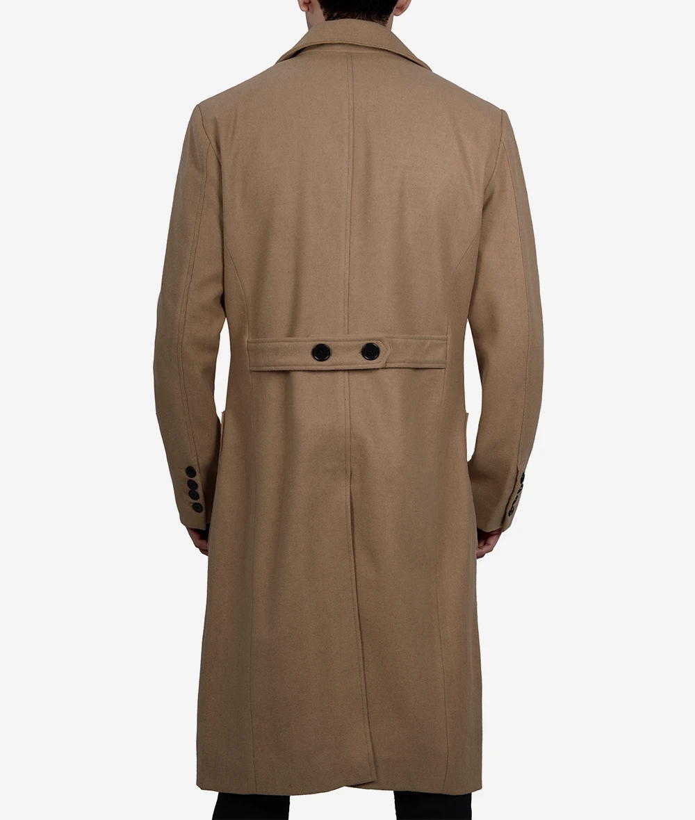 Mens Double Breasted Beige Wool Coat