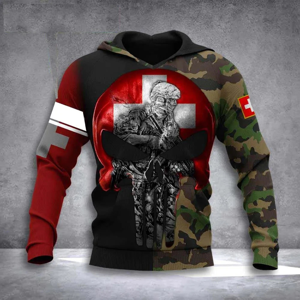 Men's Military Camo Skull Hoodie - Alternative Army Style