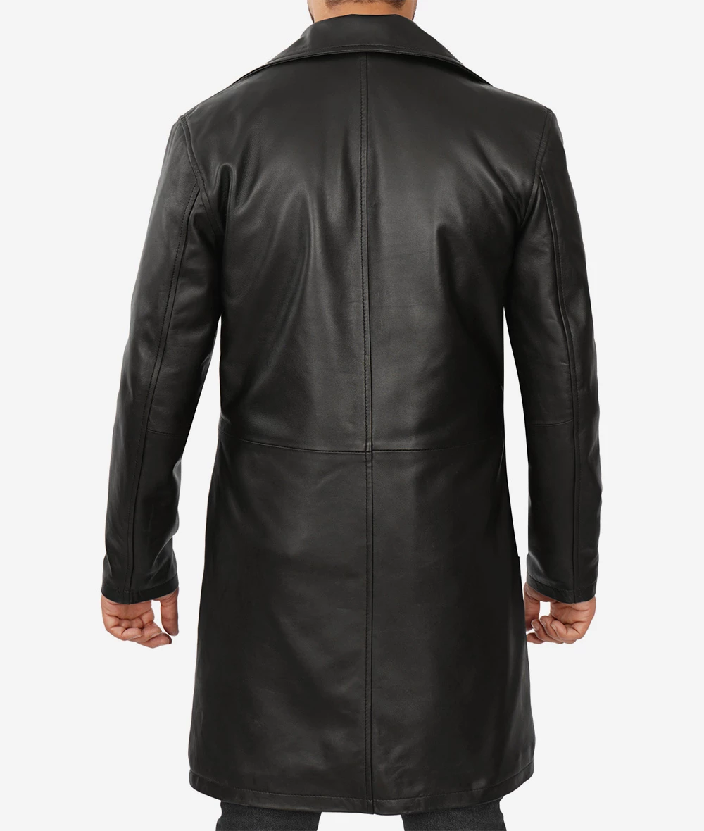 Mens Premium Lambskin Leather Black Coat