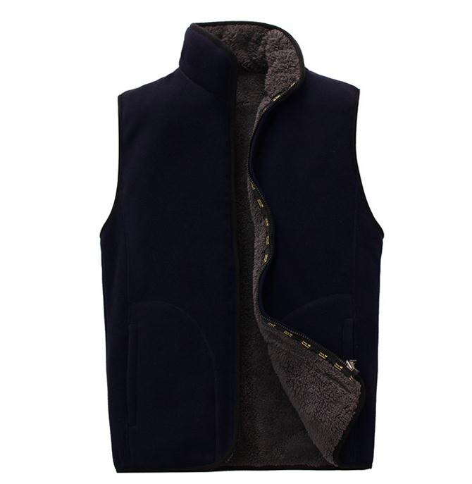 Men's Winter Casual Solid Pattern Zipper Mandarin Collar Waistcoat Jacket