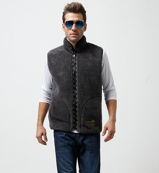 Men's Winter Casual Solid Pattern Zipper Mandarin Collar Waistcoat Jacket