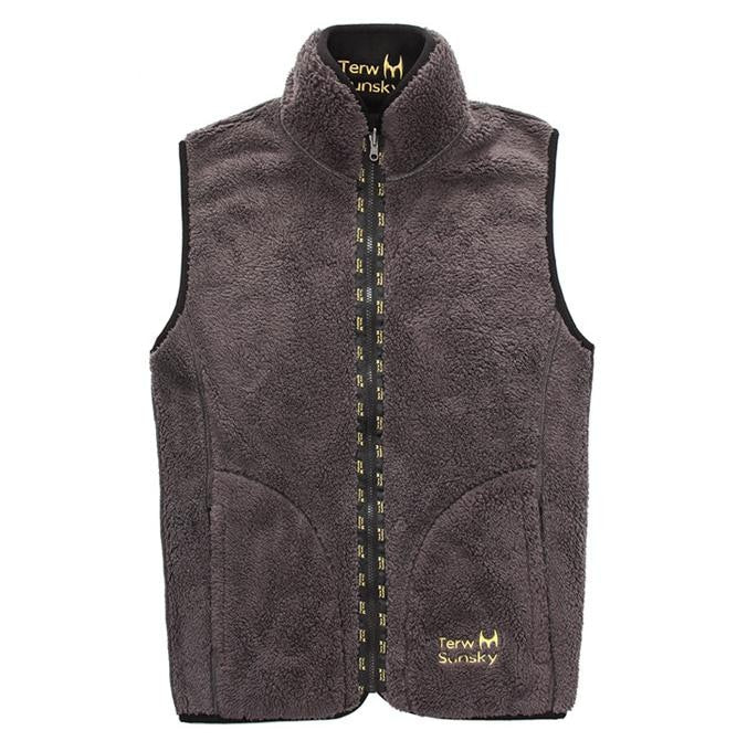 Men's Winter Casual Solid Pattern Zipper Mandarin Collar Waistcoat Jacket