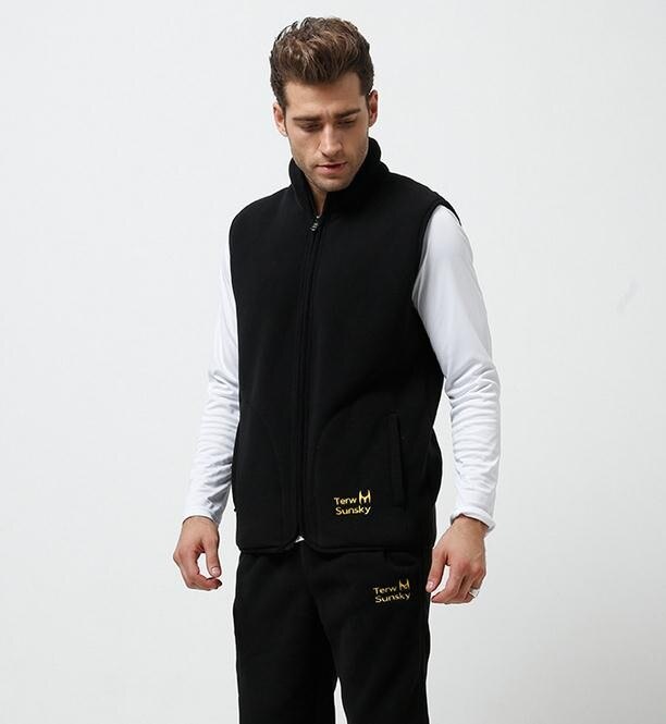 Men's Winter Casual Solid Pattern Zipper Mandarin Collar Waistcoat Jacket