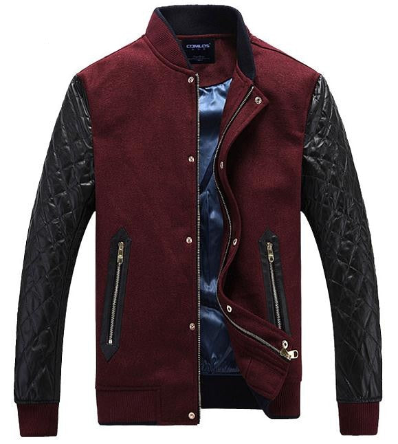 Men's Winter Fashion Splicing Stand Collar Casual Short Slim Jacket