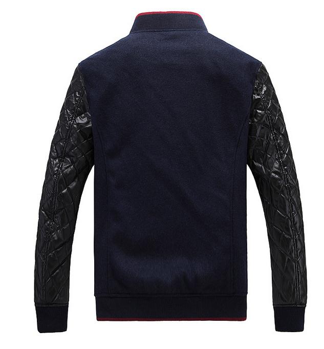 Men's Winter Fashion Splicing Stand Collar Casual Short Slim Jacket