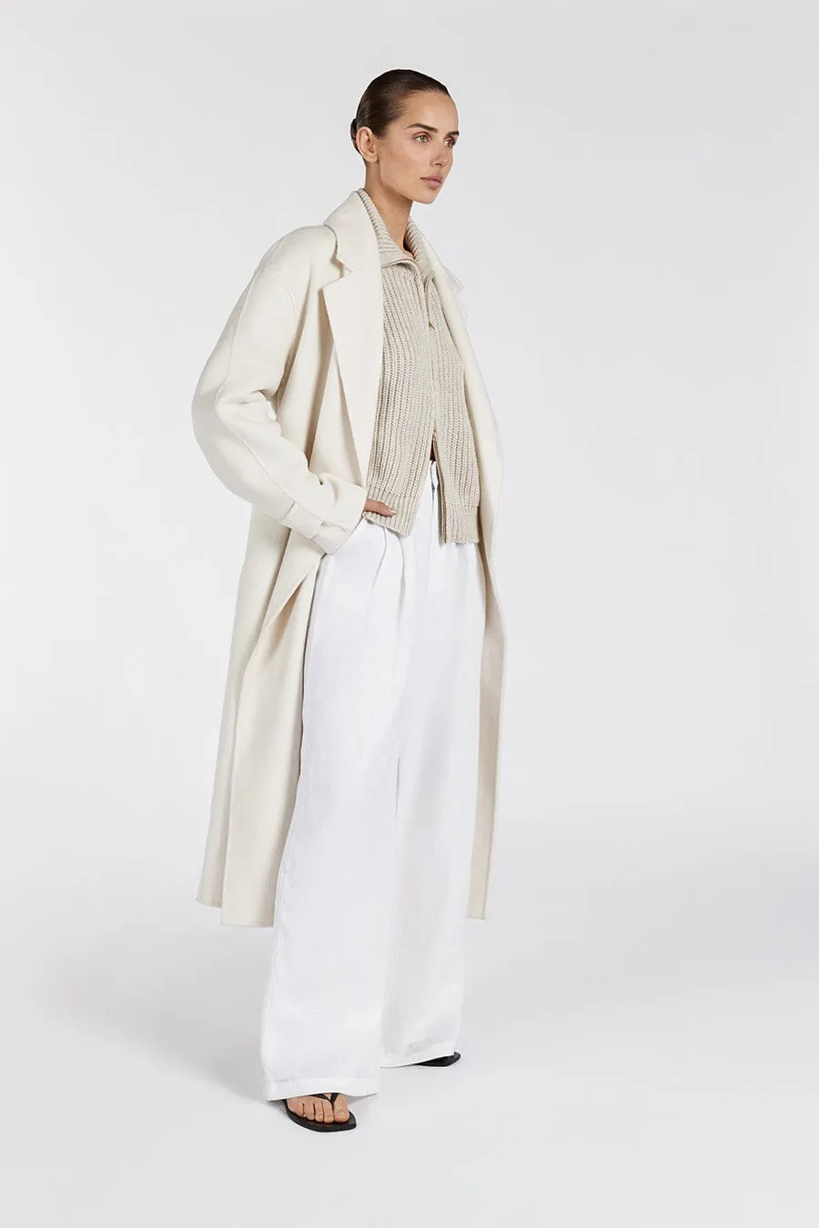 MILES CREAM WOOL WRAP COAT