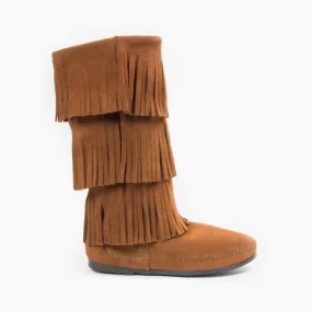 Minnetonka Women’s 3 Layer Fringe Boot Brown