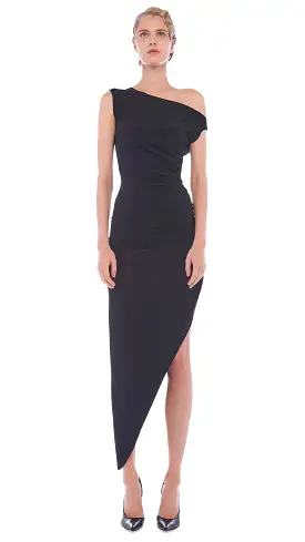 Norma Kamali - Drop Shoulder Side Drape Gown - Black