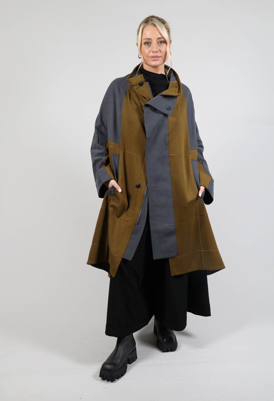 Oversized Panel Coat in Grey