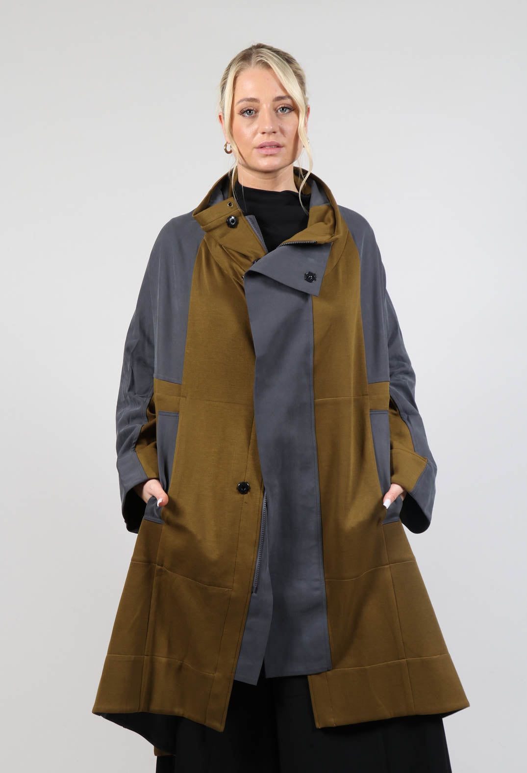 Oversized Panel Coat in Grey