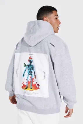 Oversized Skeleton Back Patch Hoodie | boohooMAN UK