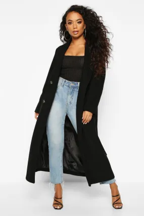 Petite Belted Double Breasted Wool Look Coat