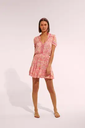 Poupette St. Barth - Mini Dress Bibi V - White Pink Nature