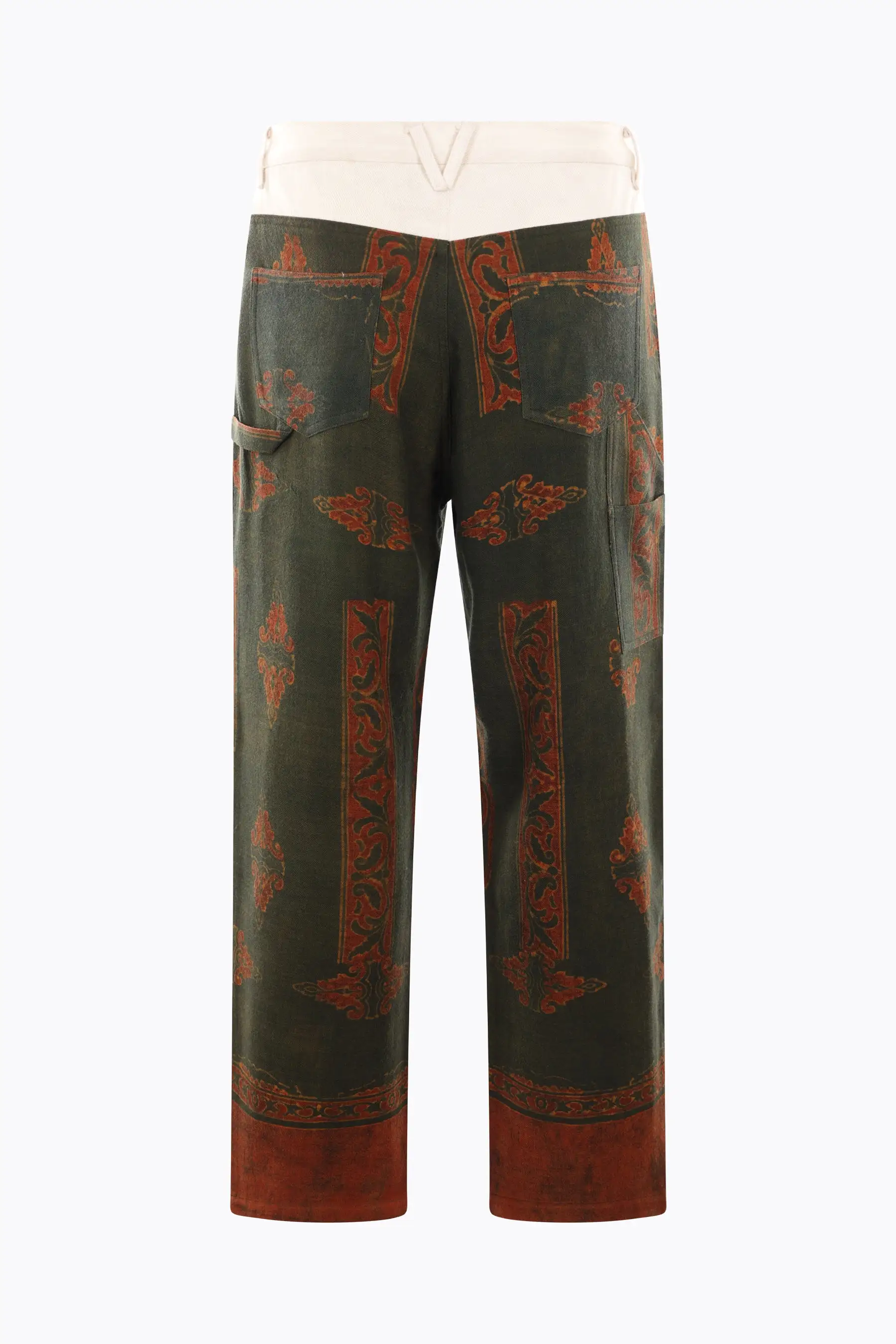 printed wool workwear pants