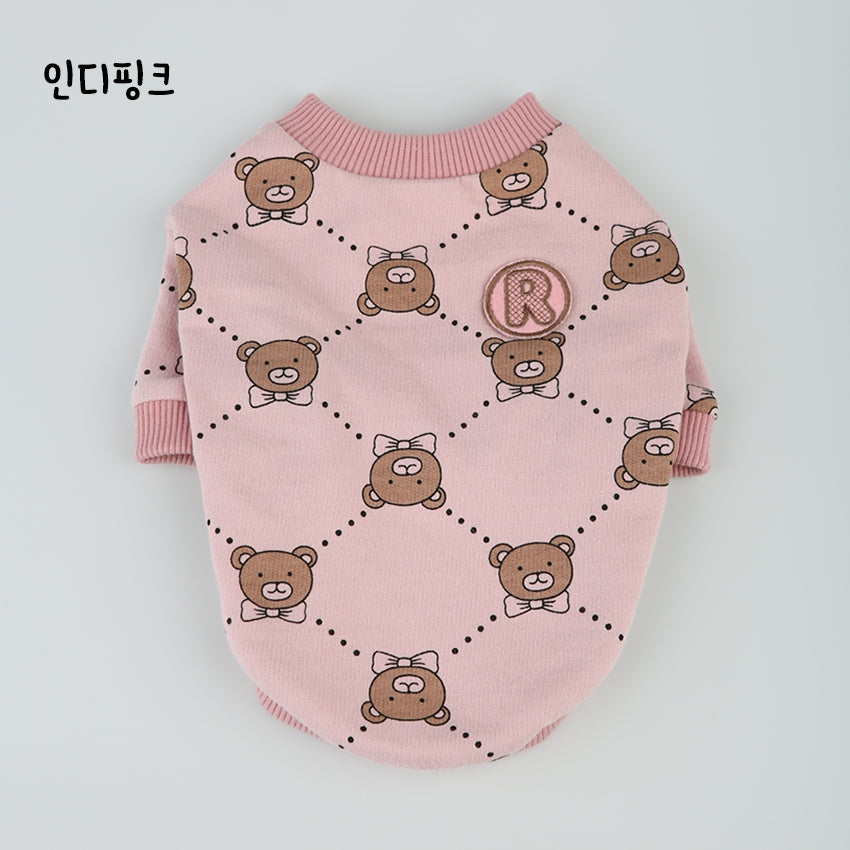 R logo Cute Bear Patterned Dogs Clothes Casual Comfortable Clothing Korean Designers Apparel Outfits Pets Knit Banding