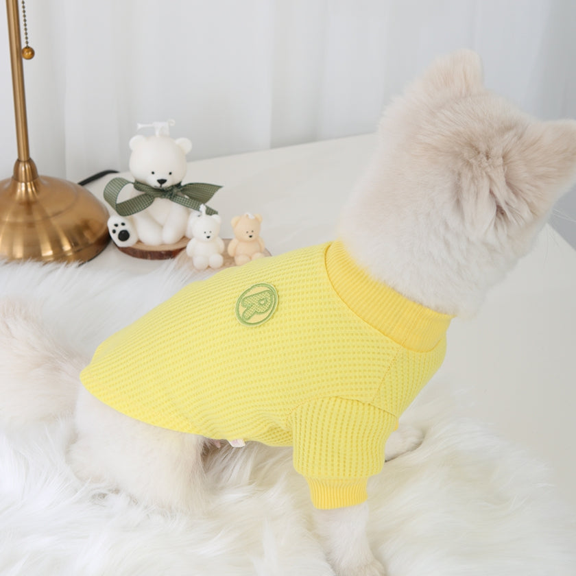 R logo Dogs Clothes Waffle patterned Casual Cute Comfortable Clothing Korean Designers Apparel Outfits Bright Colours Pets